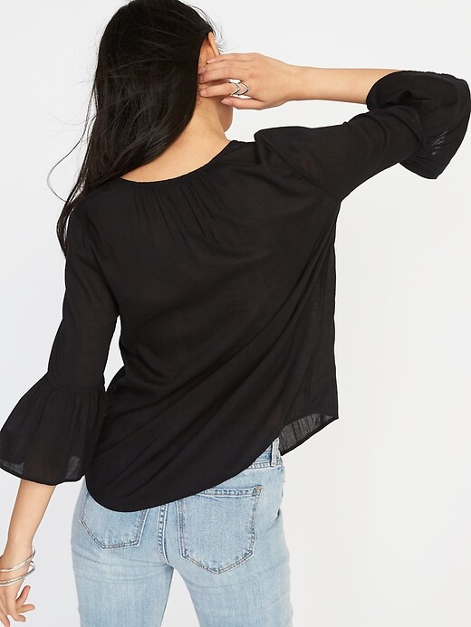Image number 2 showing, Relaxed Bell-Sleeve Blouse for Women