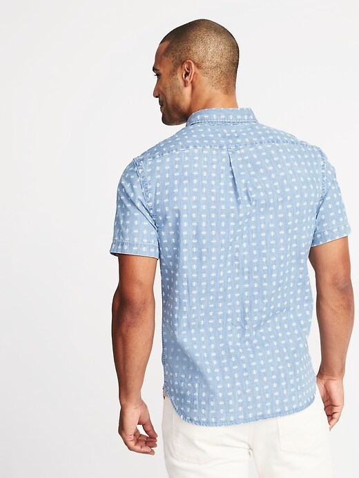 Image number 2 showing, Slim-Fit Geometric-Print Denim Shirt