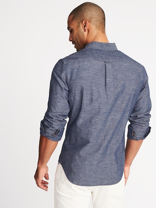 Image number 2 showing, Slim-Fit Linen-Blend Chambray Shirt
