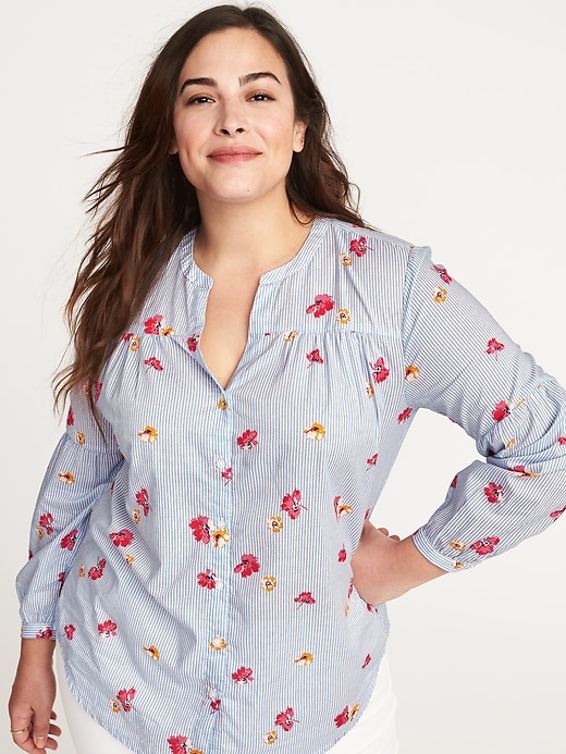 Image number 4 showing, Plus-Size Button-Front Striped Shirt