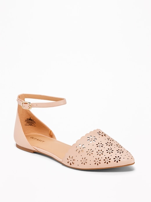 View large product image 1 of 1. Laser-Cut Pointy-Toe Flats for Women