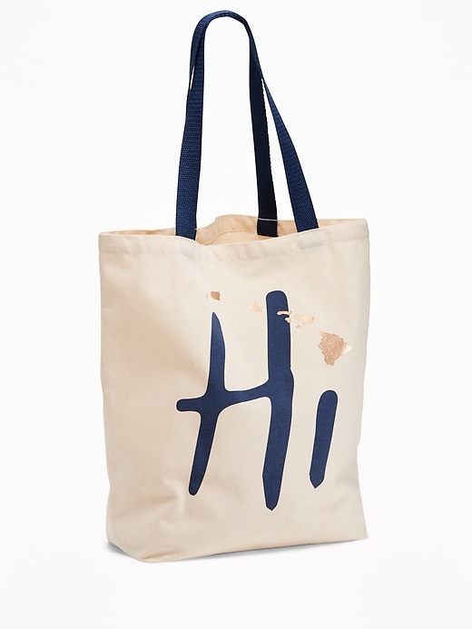 View large product image 1 of 1. "Hi" Hawaii Graphic Canvas Tote for Women