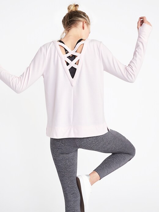Image number 2 showing, Lattice-Back Sweatshirt for Women
