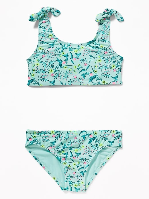 View large product image 1 of 1. Printed Tie-Shoulder Bikini for Girls