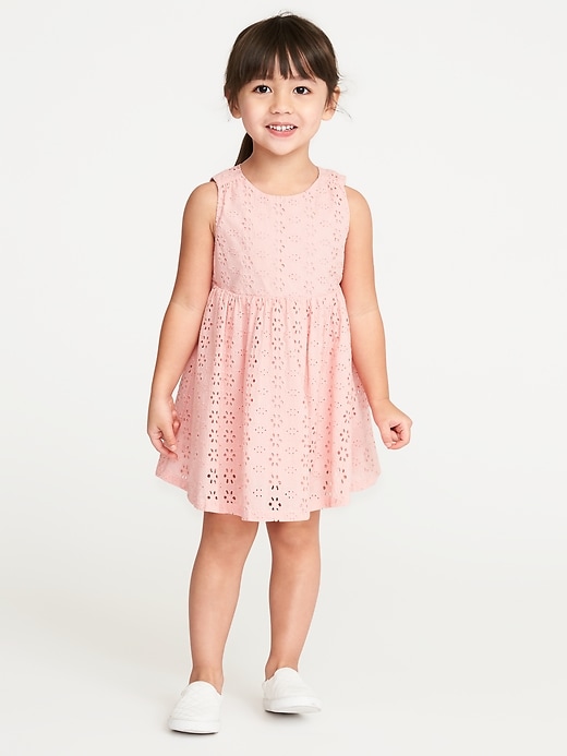 View large product image 1 of 3. Sleeveless Eyelet Dress for Toddler Girls