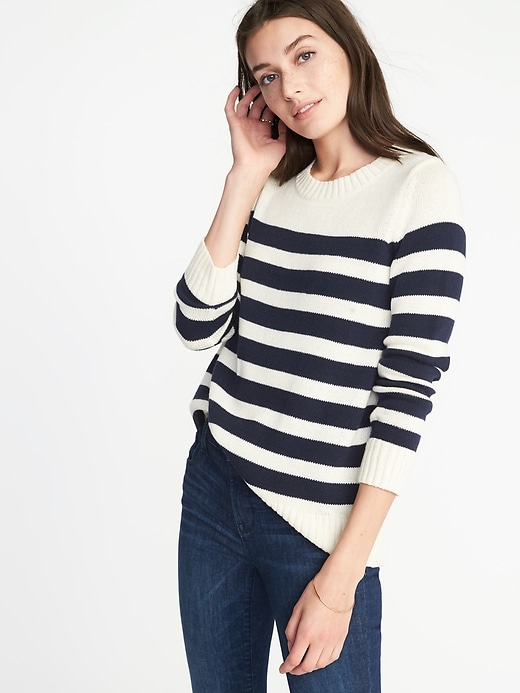 Image number 1 showing, Striped Crew-Neck Sweater for Women