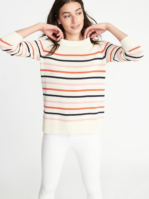 View large product image 1 of 1. Striped Crew-Neck Sweater for Women