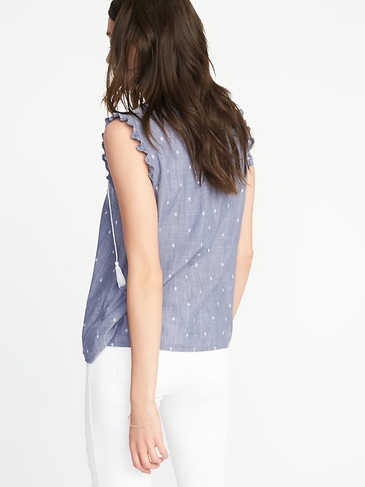 Image number 2 showing, Relaxed Ruffle-Trim Sleeveless Top for Women