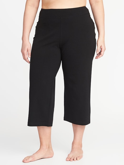 View large product image 1 of 2. Plus-Size Wide-Leg Yoga Crops