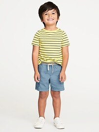 View large product image 3 of 3. Jersey-Waist Poplin Cargo Shorts for Toddler Boys