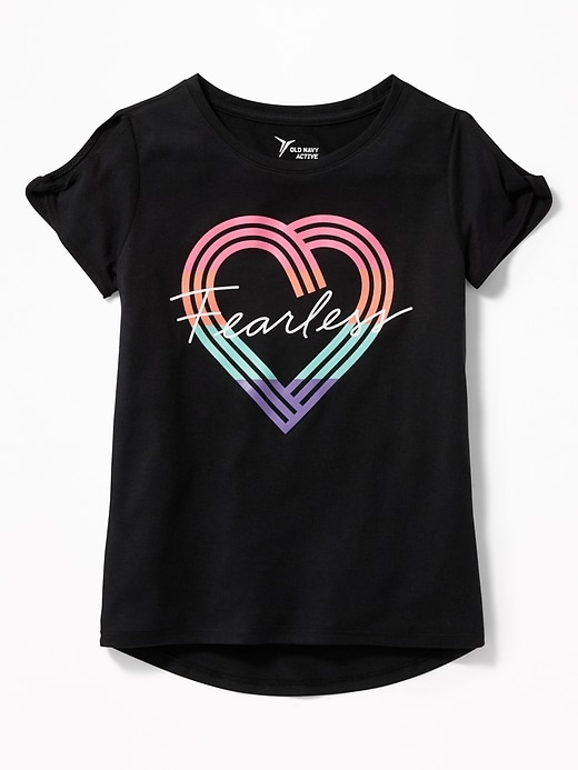View large product image 1 of 1. Graphic Twist-Sleeve Hi-Lo Tee for Girls