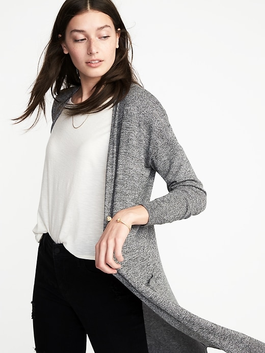 Image number 4 showing, Super-Long Open-Front Sweater for Women