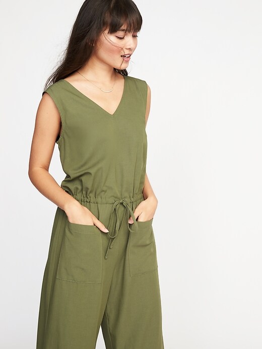Image number 4 showing, Sleeveless Utility Twill Jumpsuit for Women