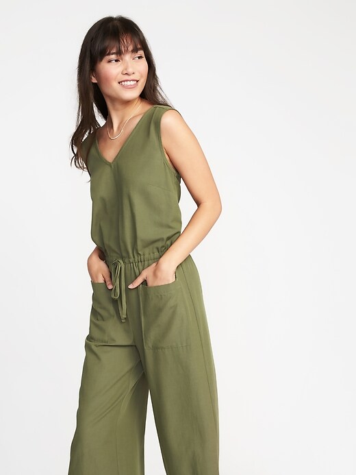 Image number 3 showing, Sleeveless Utility Twill Jumpsuit for Women