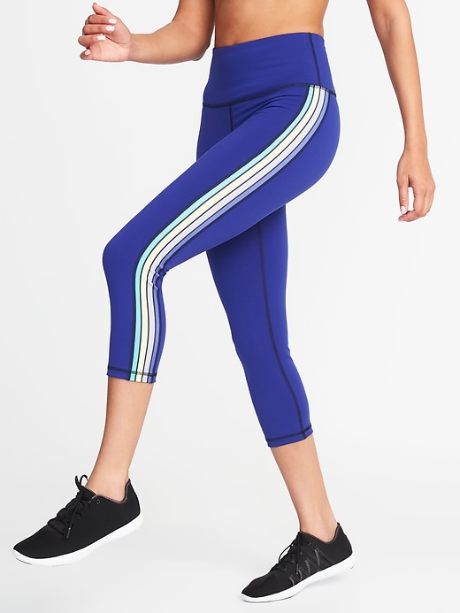 View large product image 1 of 2. High-Rise Side-Stripe Compression Crops for Women