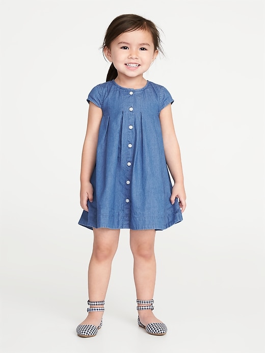 View large product image 1 of 3. Chambray Swing Shirt Dress for Toddler Girls