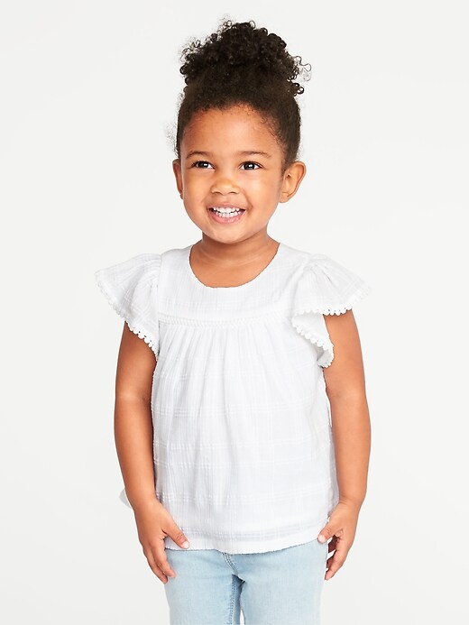View large product image 1 of 1. Flutter-Sleeve Dobby Top for Toddler Girls