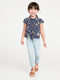 View large product image 3 of 4. Floral-Print Tie-Hem Shirt for Toddler Girls