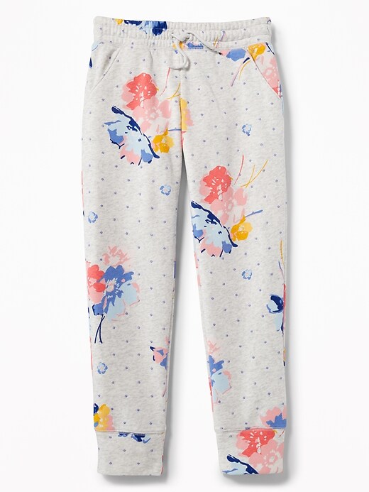 View large product image 1 of 2. Floral-Print Fleece Joggers for Girls
