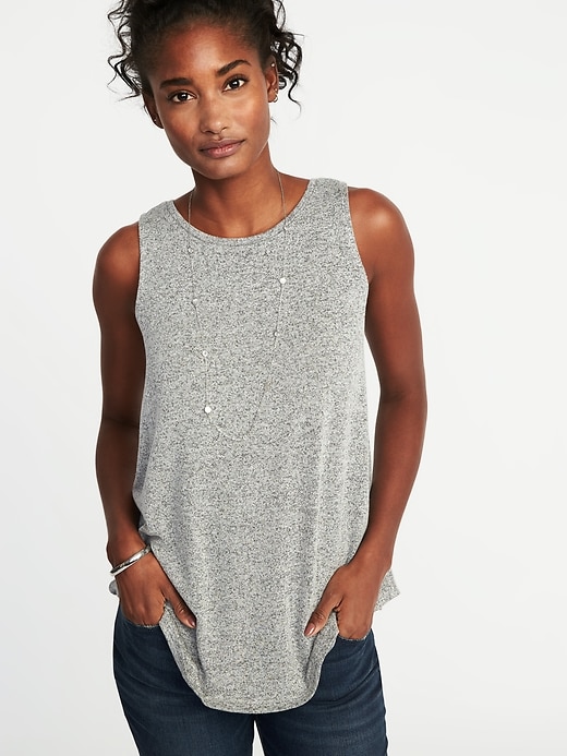 Image number 1 showing, Luxe Soft-Spun High-Neck Swing Tank for Women