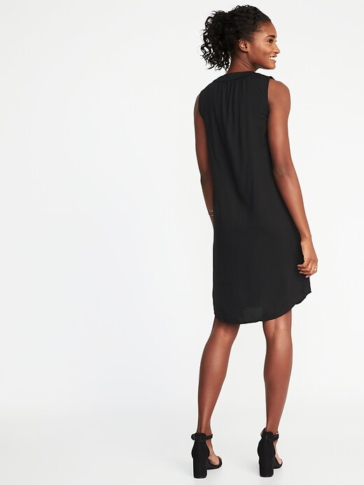 Image number 2 showing, Sleeveless Tie-Neck Shift Dress for Women