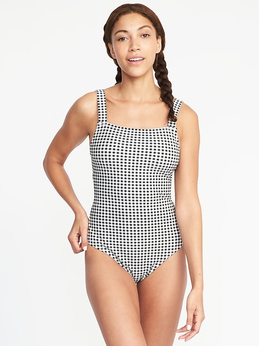 Image number 1 showing, Square-Neck One-Piece Swimsuit for Women