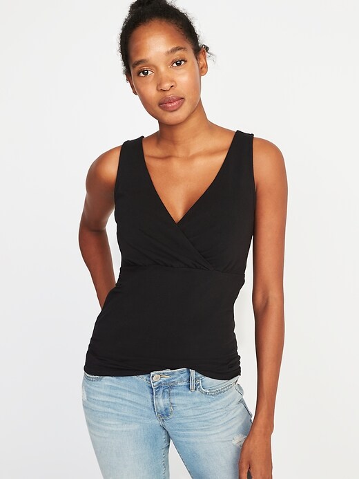 Image number 1 showing, Maternity Cross-Front Jersey Nursing Sleeveless Top