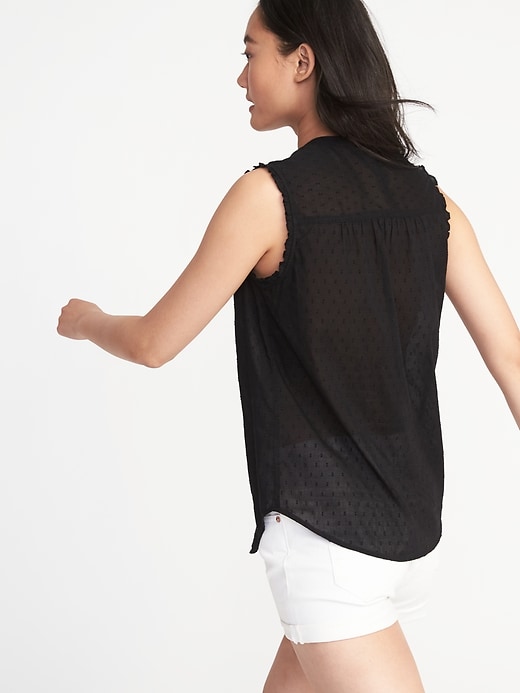 Image number 2 showing, Sleeveless Ruffle-Trim Dobby Top for Women