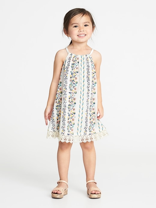 View large product image 1 of 3. Lace-Hem Floral Dress for Toddler Girls