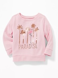 View large product image 4 of 4. "Paradise" Graphic French Terry Sweatshirt for Toddler Girls