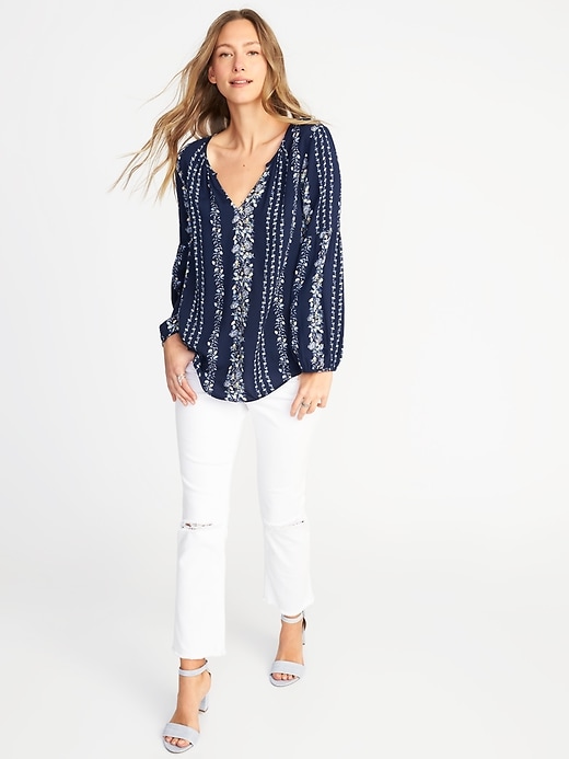 Image number 3 showing, Relaxed Shirred Blouse for Women