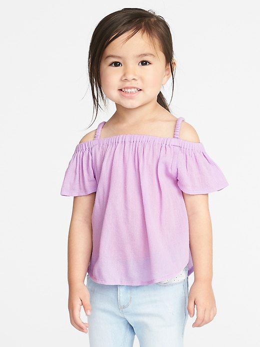 View large product image 1 of 4. Off-the-Shoulder Crinkle-Gauze Top for Toddler Girls