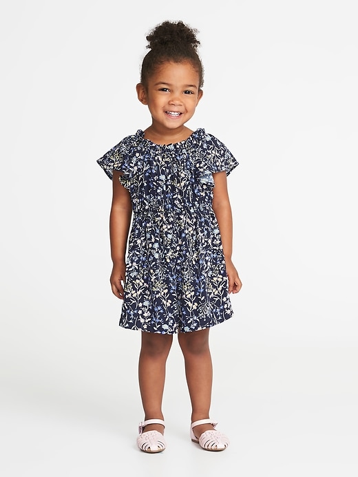 View large product image 1 of 1. Ruffled Floral-Print Romper for Toddler Girls