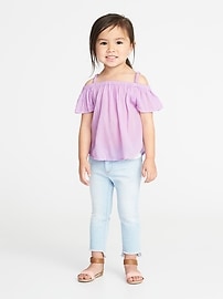 View large product image 3 of 4. Off-the-Shoulder Crinkle-Gauze Top for Toddler Girls