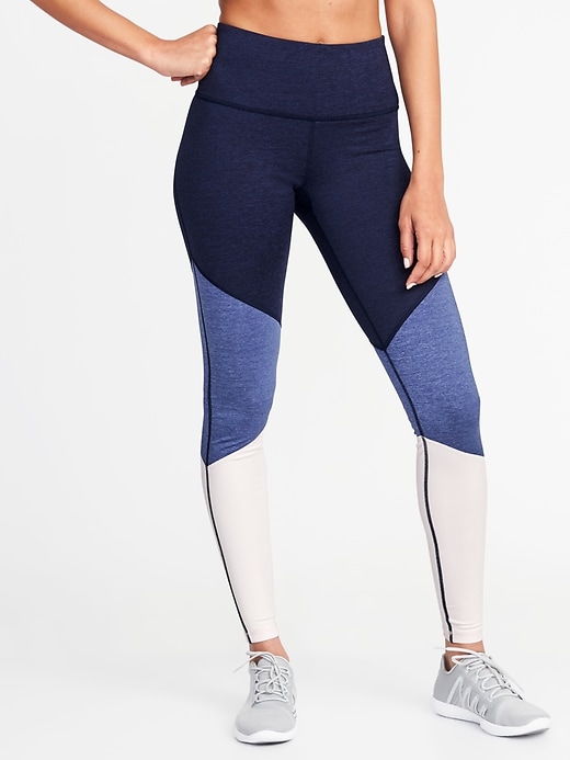 View large product image 1 of 3. High-Waisted Color-Block Elevate Compression Leggings For Women