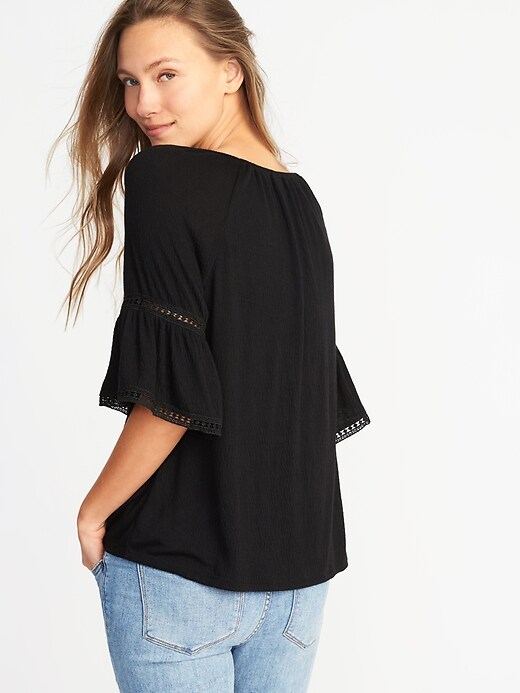 Image number 2 showing, Crinkle-Jersey Bell-Sleeve Top for Women