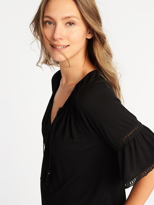 Image number 4 showing, Crinkle-Jersey Bell-Sleeve Top for Women