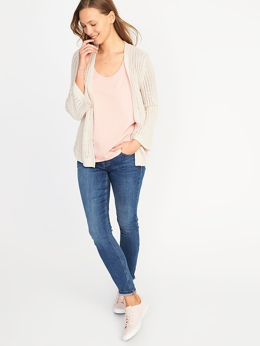 Image number 3 showing, Textured Open-Front Bell-Sleeve Sweater for Women