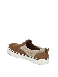 View large product image 3 of 3. Sueded Canvas-Trim Slip-Ons