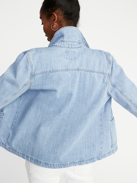 Image number 2 showing, Button-Front Denim Chore Jacket for Women