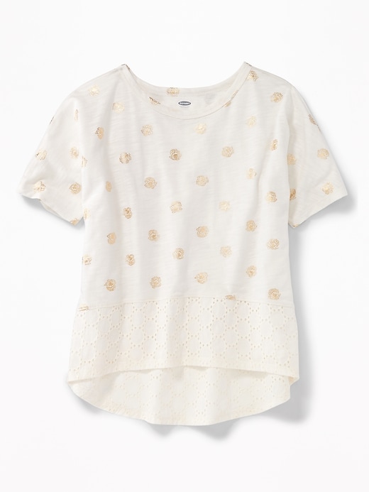 View large product image 1 of 3. Lace-Hem Scoop-Neck Tee for Girls