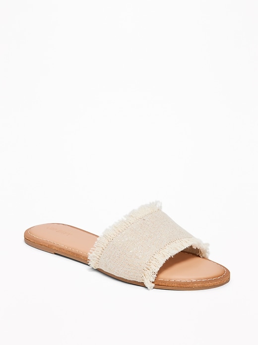 Image number 1 showing, Fringed-Textile Slide Sandals for Women