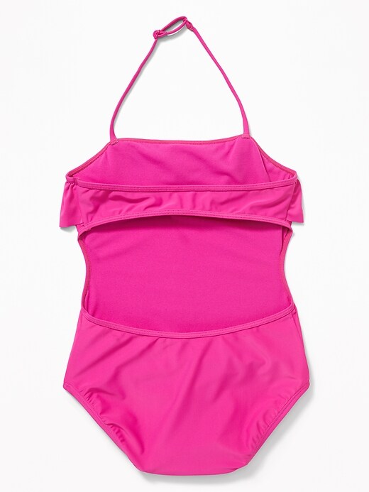 View large product image 2 of 2. Ruffled Cut-Out Back Swimsuit for Girls
