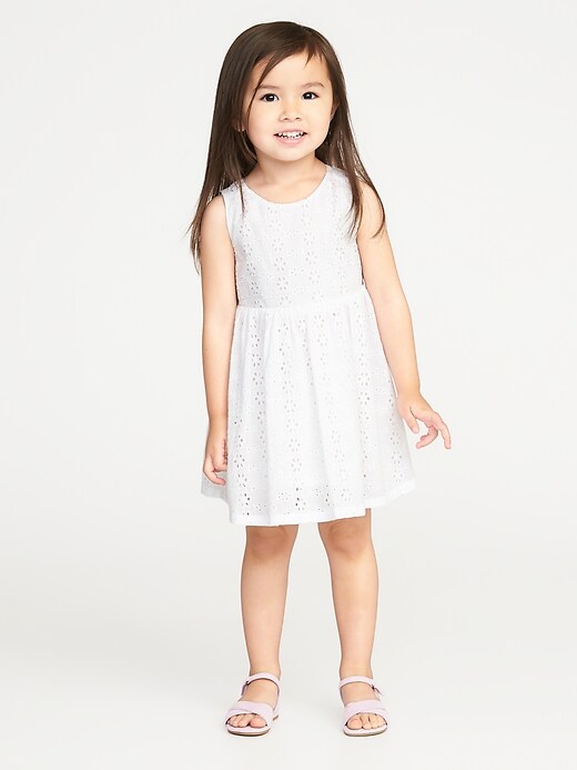 View large product image 1 of 1. Sleeveless Eyelet Dress for Toddler Girls
