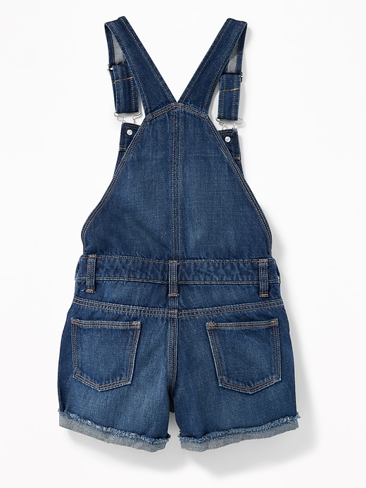 View large product image 2 of 3. Raw-Edge Denim Shortalls for Girls