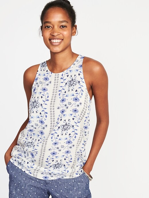 Image number 1 showing, Relaxed High-Neck Sleeveless Top for Women