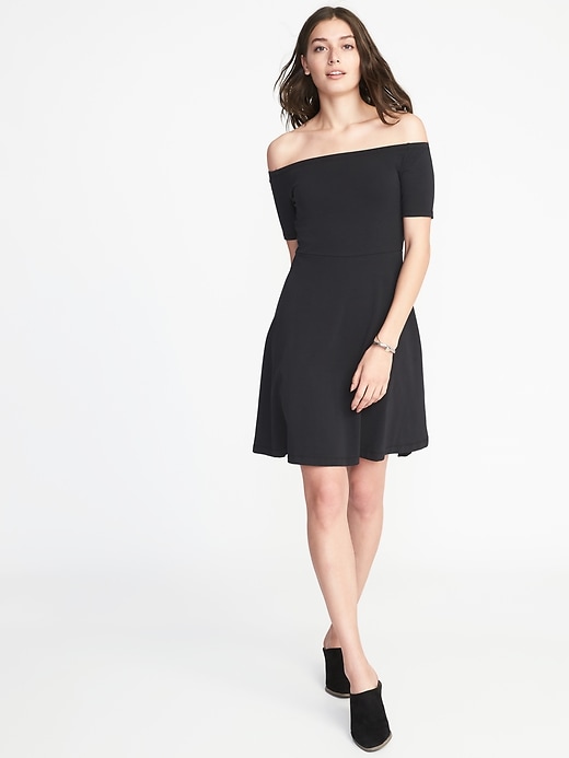 View large product image 1 of 2. Fit & Flare Off-the-Shoulder Dress for Women