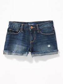 View large product image 3 of 3. Distressed Cuffed Denim Shorts for Girls