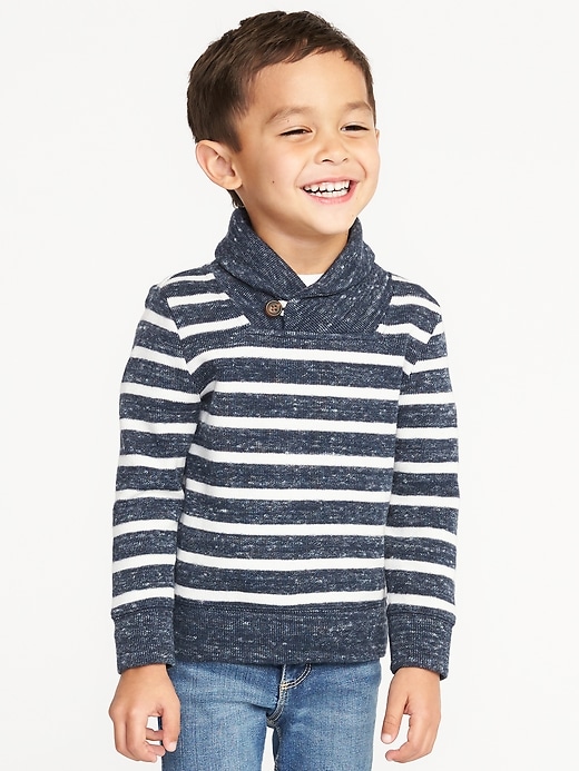 View large product image 1 of 4. French-Rib Shawl-Collar Sweater for Toddler Boys