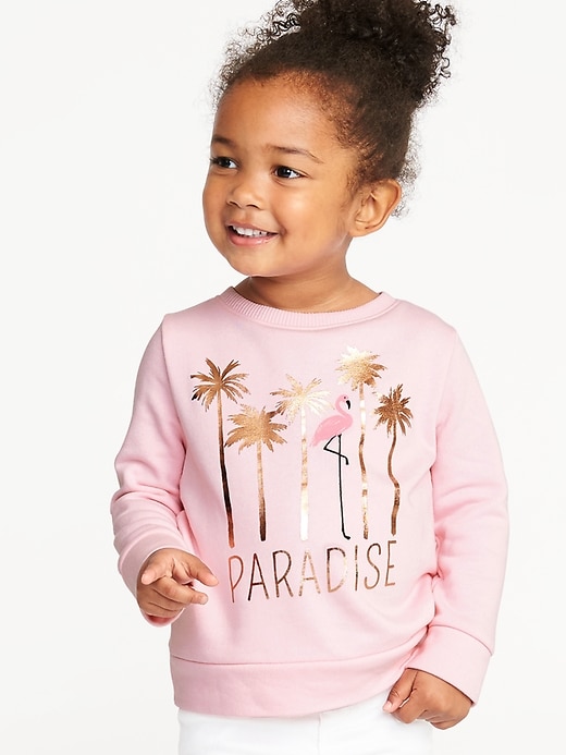 View large product image 1 of 4. "Paradise" Graphic French Terry Sweatshirt for Toddler Girls